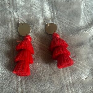 Elegant Red Tassel Earrings